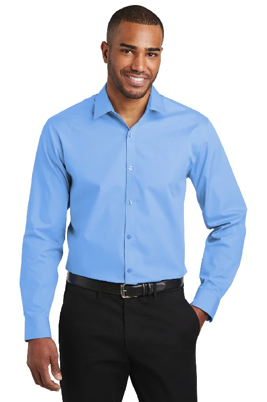 Earthy Casual Port Authority Mens Carefree Stain Resistant Long Sleeve Button Down Shirt - Carolina Blue - Closeout