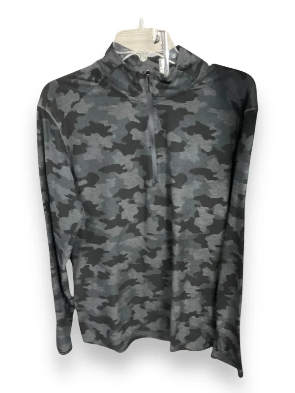 Bold Monochrome Top Long Sleeve By Kyodan In Camouflage Print, Size: L