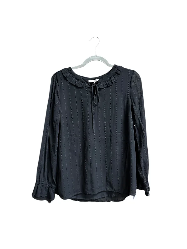 Stylish Monochrome Top Long Sleeve By Skies Are Blue In Black, Size: S