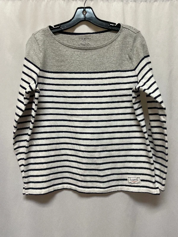 Sporty Outerwear Top Long Sleeve By Talbots In Blue & White, Size: Mp