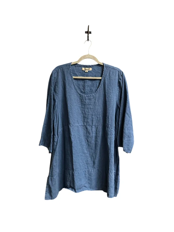 Classic Edge Tunic 3/4 Sleeve By Flax In Blue, Size: M