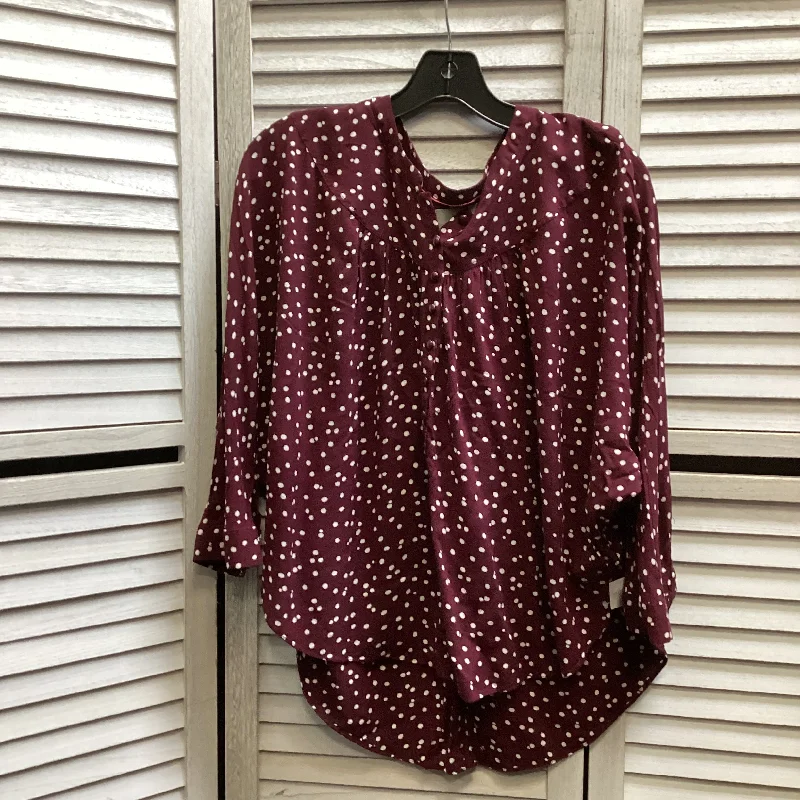 Rugged Elegance Top 3/4 Sleeve By Maeve In Polkadot Pattern, Size: S