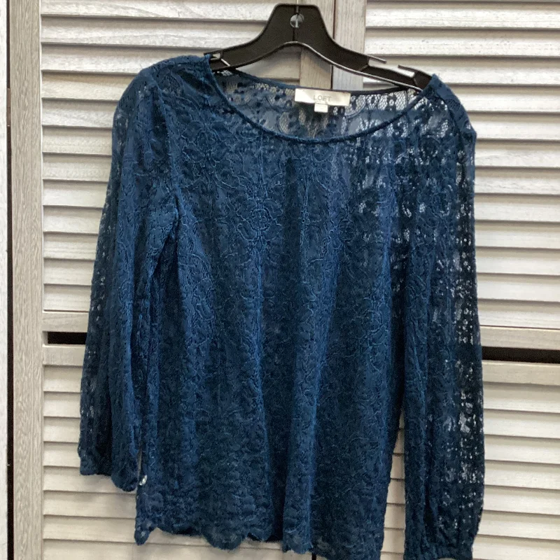 Sophisticated Edge Top Long Sleeve By Loft In Blue, Size: Xs