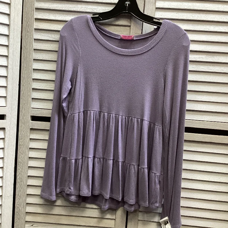 Classic Comfort Top Long Sleeve By Pink Lily In Purple, Size: S