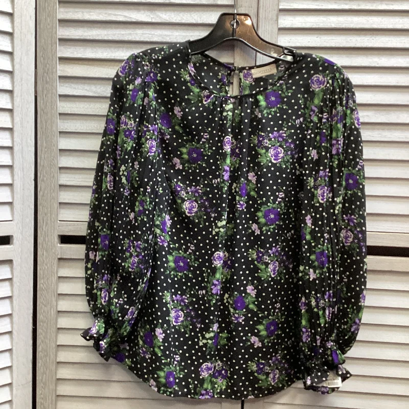 Soft Neutrals Top Long Sleeve By Eva Mendes In Floral Print, Size: S