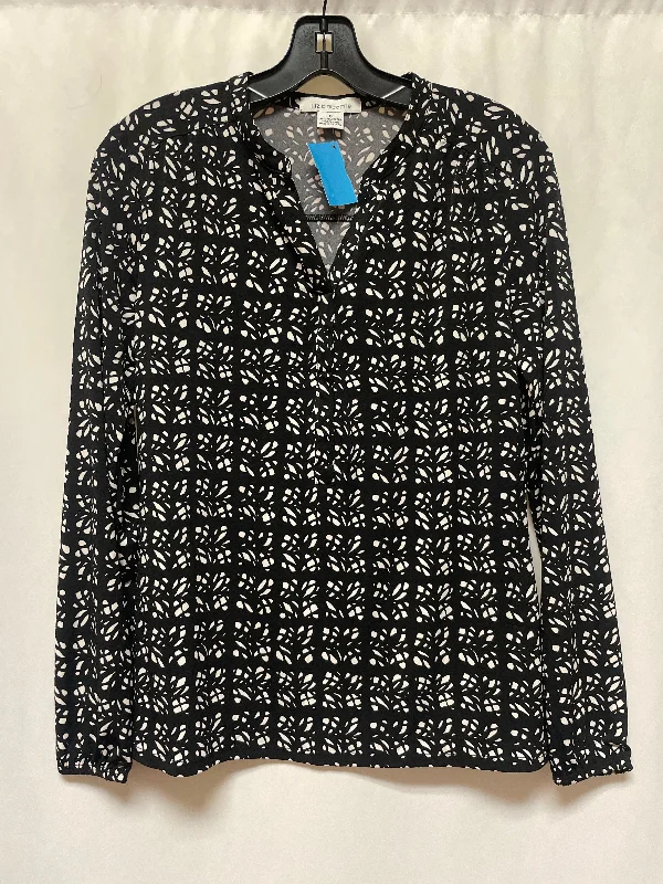 Casual Classic Top Long Sleeve By Liz Claiborne In Black & White, Size: S