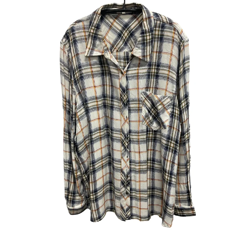 Modern Grunge Top Long Sleeve By Maurices In Plaid Pattern, Size: Xxl