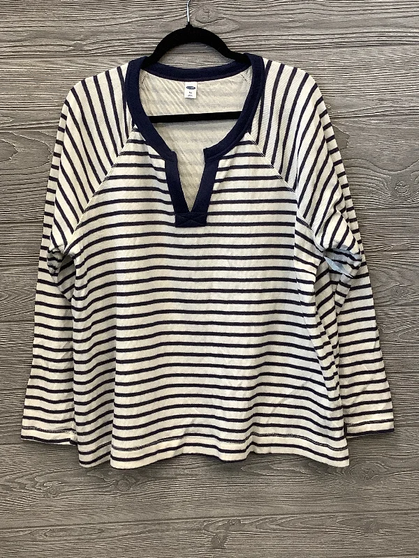 High-Fashion Basics Top Long Sleeve By Old Navy In Striped Pattern, Size: Xxl