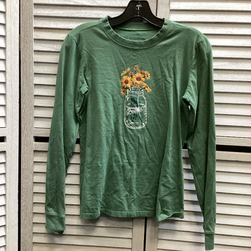 Preppy Sporty Top Long Sleeve By Life Is Good In Green, Size: Xs