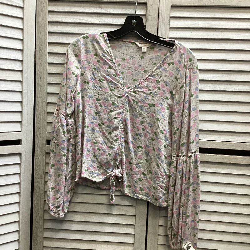 Retro Elegance Top Long Sleeve By Lc Lauren Conrad In Floral Print, Size: Xs