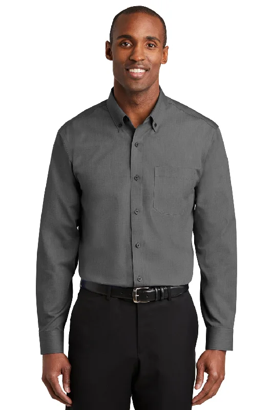 Elevated Tailoring Red House Mens Nailhead Wrinkle Resistant Long Sleeve Button Down Shirt w/ Pocket - Black - Closeout