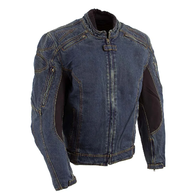 Fashionable Classics Bikers Edge DM1991 Men's Blue ‘Armored and Vented’ Denim Racing Jacket