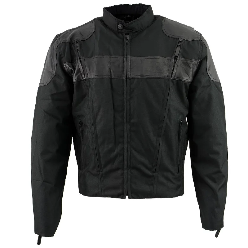 Relaxed Denim NexGen Men’s SH2177 Black Leather and Textile Vented Racer Jacket