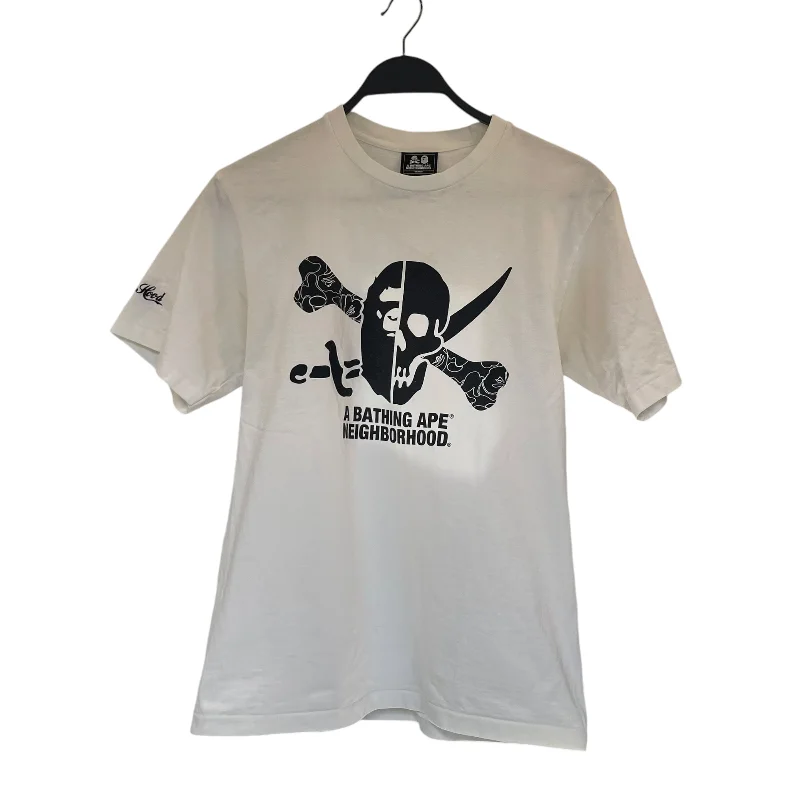 Sleek Sporty BAPE/NEIGHBORHOOD/T-Shirt/M/Cotton/WHT/Graphic/CROZZBONE/SWORD/SKULL/BACK