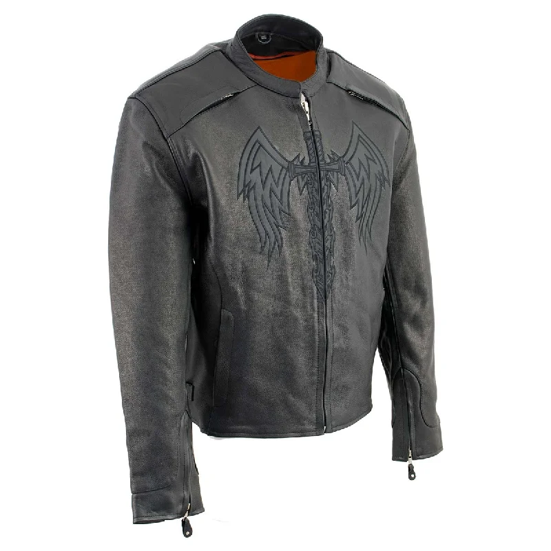 Retro Smart Milwaukee Leather ML2056 Men's 'Cross Sword’ Leather Moto Jacket