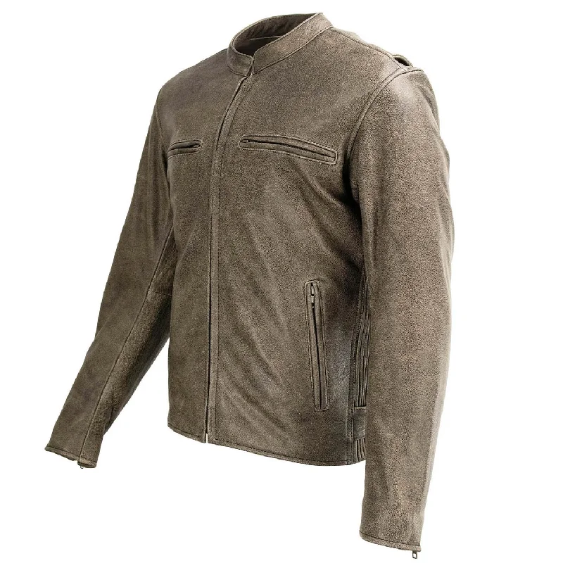 Sleek Casualwear Milwaukee Leather MLM1503 Men's Distressed Brown Racer Motorcycle Vented Leather Rider Jacket