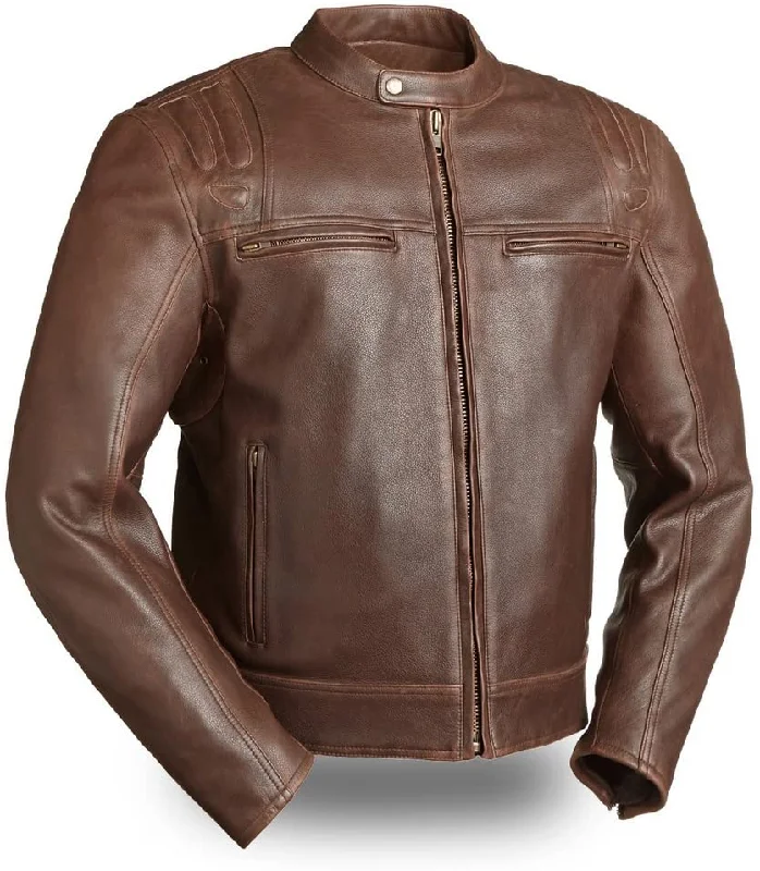 Sophisticated Weekend First Manufacturing FIM241CAZ Men’s 'The Carbon’ Brown Leather Jacket