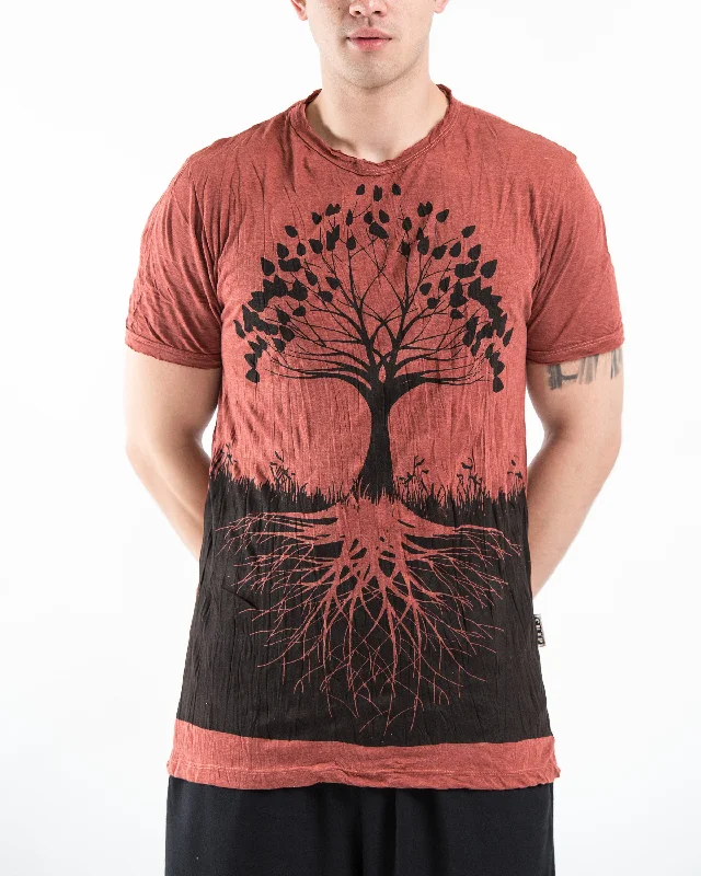 Urban Essentials Mens Tree of Life T-Shirt in Brick