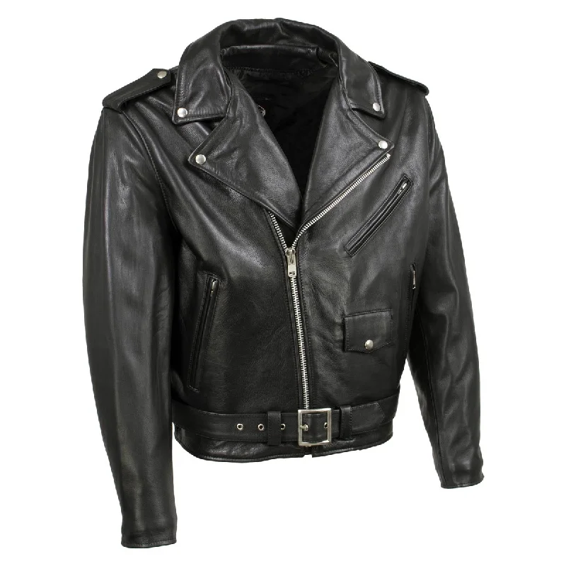 Minimalist Tailoring Hot Leathers JKM5009 USA Made Men's 'The Dean' Black Premium Leather Throwback Motorcycle Jacket