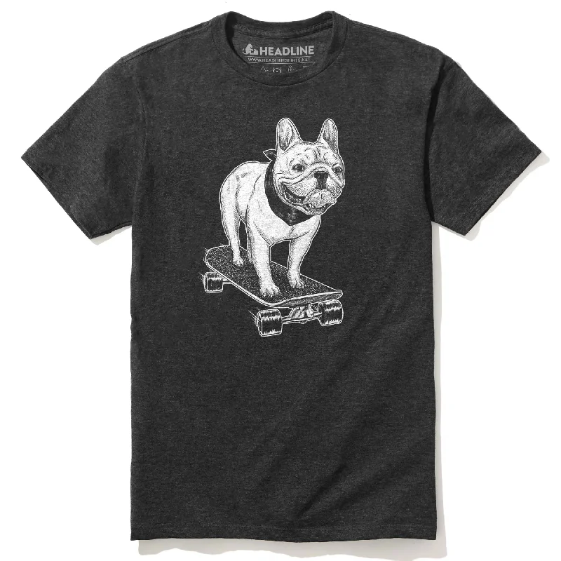 Smart Patterns Frenchie Skateboarding T-Shirt