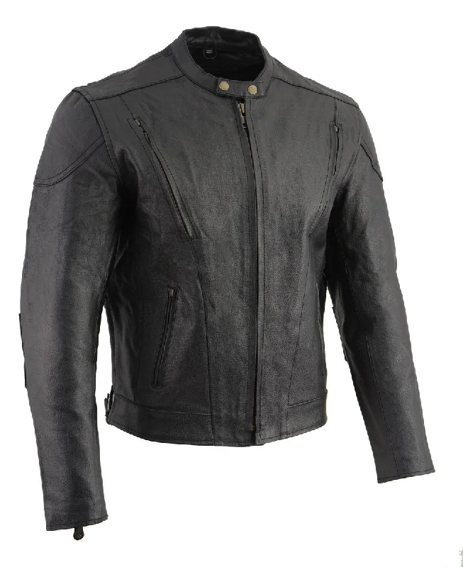 Sleek Prints Event Leather XS5410 Men’s Vented Scooter Jacket with Antique Brass Hardware