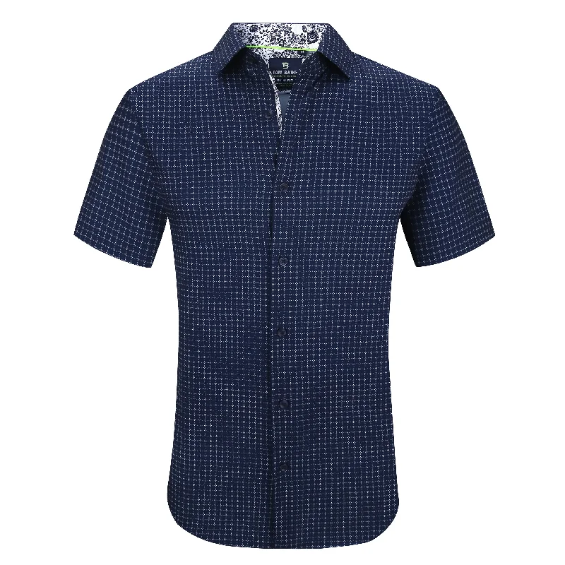 Sporty Elegance Tom Baine Slim Fit Short Sleeve Performance Stretch Button Down