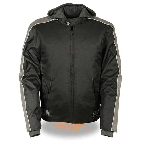 Classic Neutrals NexGen SH2034 Men's Black and Grey Nylon Racer Jacket with Hoodie