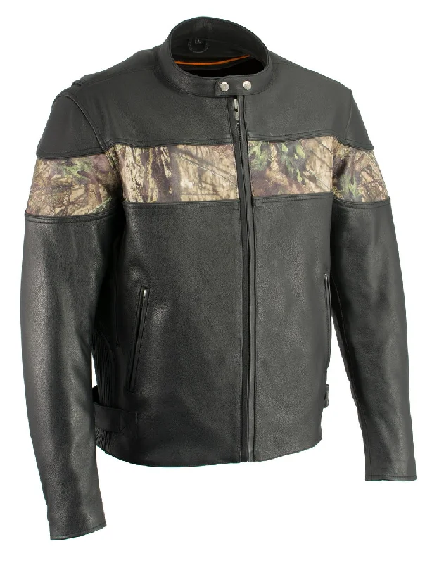 Tailored Modern Milwaukee Leather MLM1595 Men's 'Jungle Mossy' Side Stretch Leather Motorcycle Racer Jacket