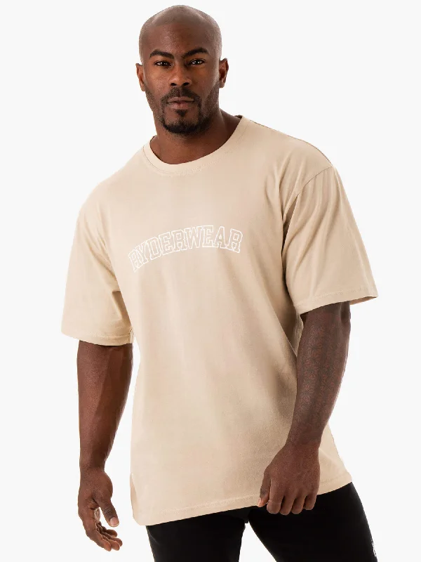 Relaxed Statement Oversized T-Shirt - tan