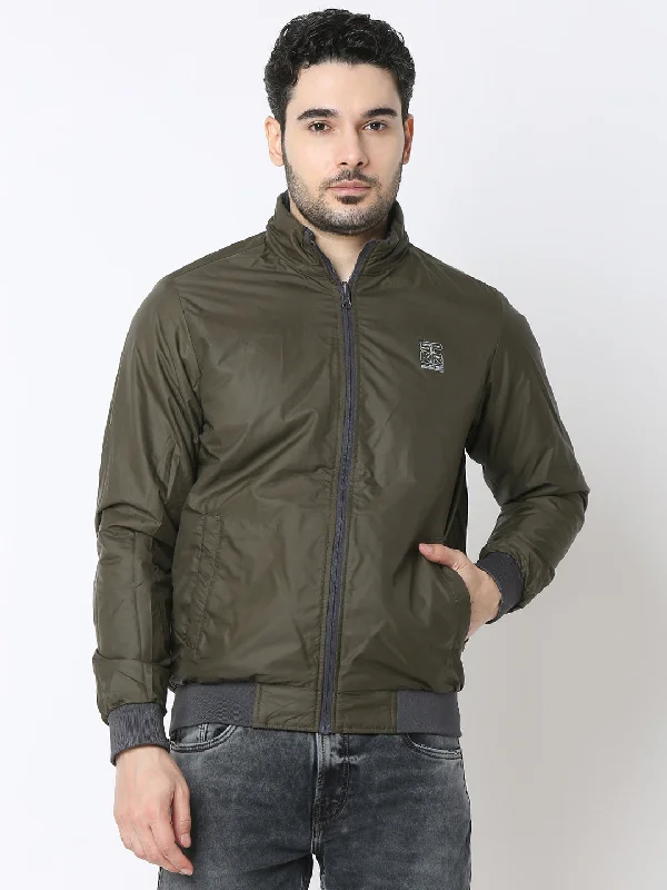 Relaxed Outdoors Spykar Charcoal Grey Reversible Jacket For Men