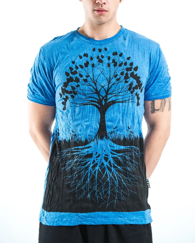 Chic Simplicity Mens Tree of Life T-Shirt in Blue