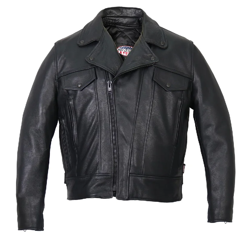 Soft Casual Hot Leathers JKM5008 Men's USA Made Black Premium Leather Vented Motorcycle Jacket