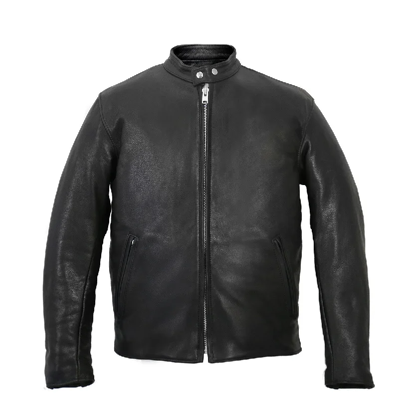 Classic Utility Hot Leathers JKM5006 USA Made Men's Black Leather Motorcycle Jacket