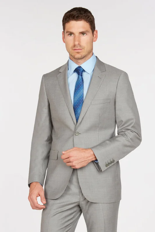 Contemporary Relaxed Enzo Solid Light Grey Suit