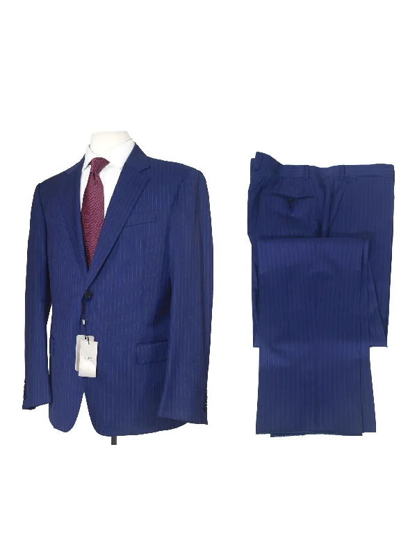 Streetwear Classics Armani Collezioni G-Line 42S Blue Pinstripe 100% Wool Slim Fit 2 Piece Suit