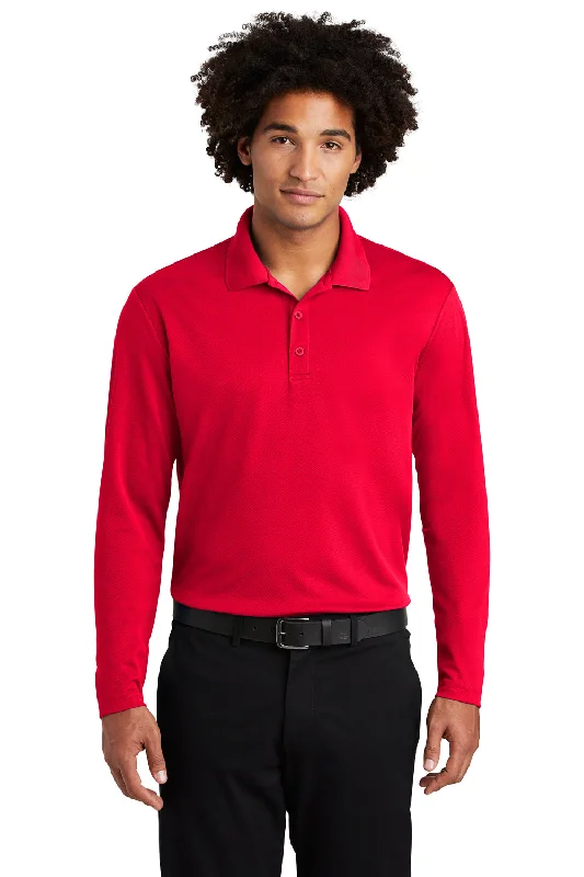 Elevated Classics Sport-Tek Mens RacerMesh Moisture Wicking Long Sleeve Polo Shirt - True Red