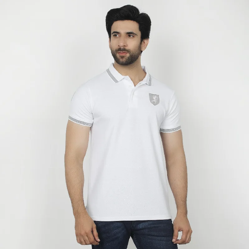 Casual Layers Look Men's Half Sleeves Polo T-Shirt - White