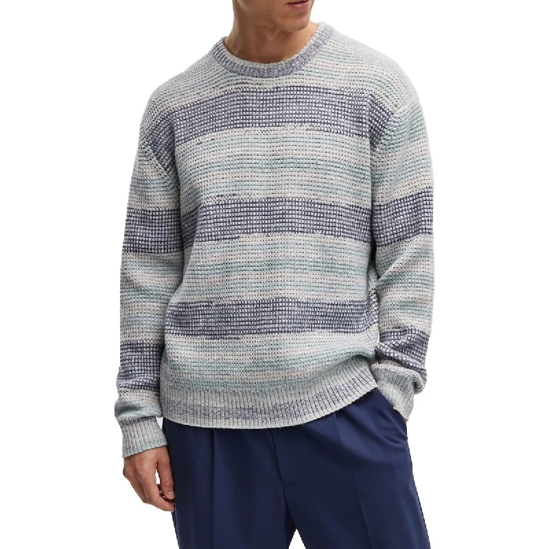 Chic Simplicity Mode of One Mens Striped Knit Pullover Sweater