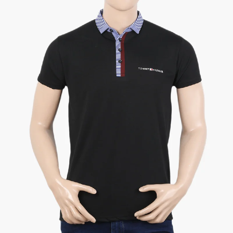 Sporty Elegance Men's Half Sleeves Polo T-Shirt - Black