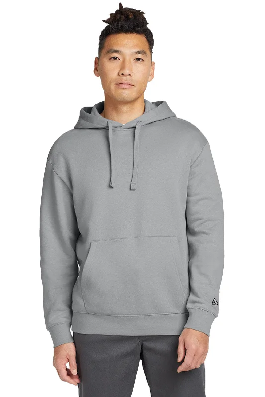 Retro Elegance New Era Mens Heritage Fleece Hooded Sweatshirt Hoodie w/ Pouch Pocket - Rainstorm Grey