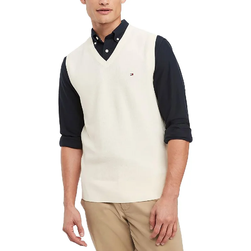 Elevated Tailoring Tommy Hilfiger Mens Solid Cotton Sweater Vest