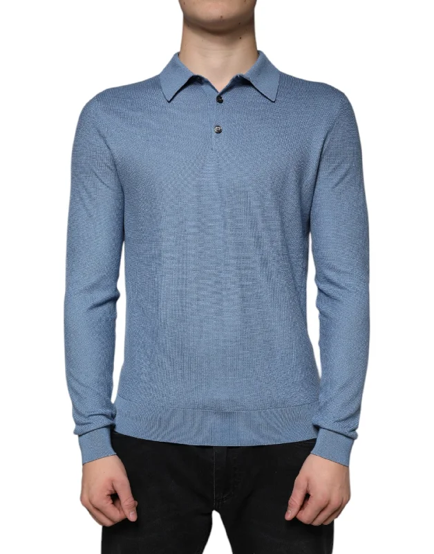 Sophisticated Weekend Dolce & Gabbana Sky Silk Colla Men Pullover Men's Sweater