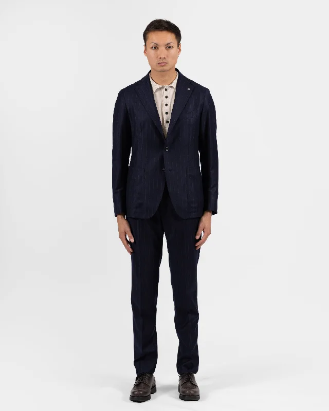 Stylish Patterns Dakar Virgin Wool Suit - Navy Blue Striped