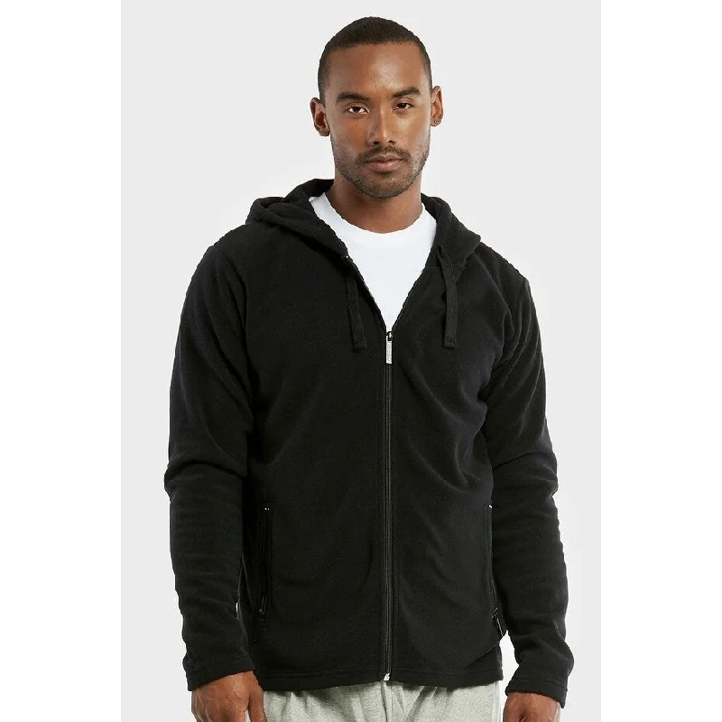 Simplistic Monochrome KNOCKER Men's Polar Fleece Zipper Hoodie - Black