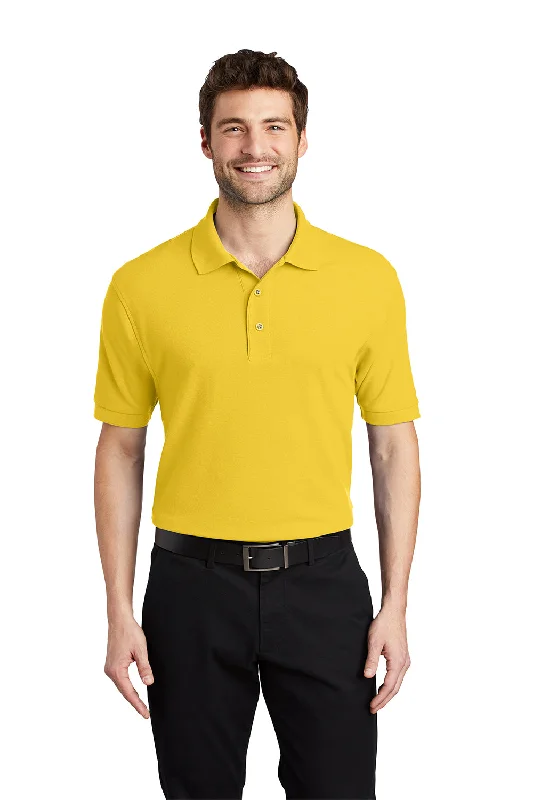 Relaxed Statement Port Authority Mens Silk Touch Wrinkle Resistant Short Sleeve Polo Shirt - Sunflower Yellow