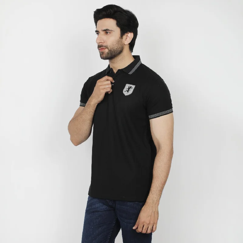 Tailored Pastels Men's Half Sleeves Polo T-Shirt - Black