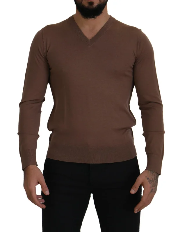 Smart Patterns Dolce & Gabbana Elegant Virgin Wool V-Neck Pullover Men's Sweater