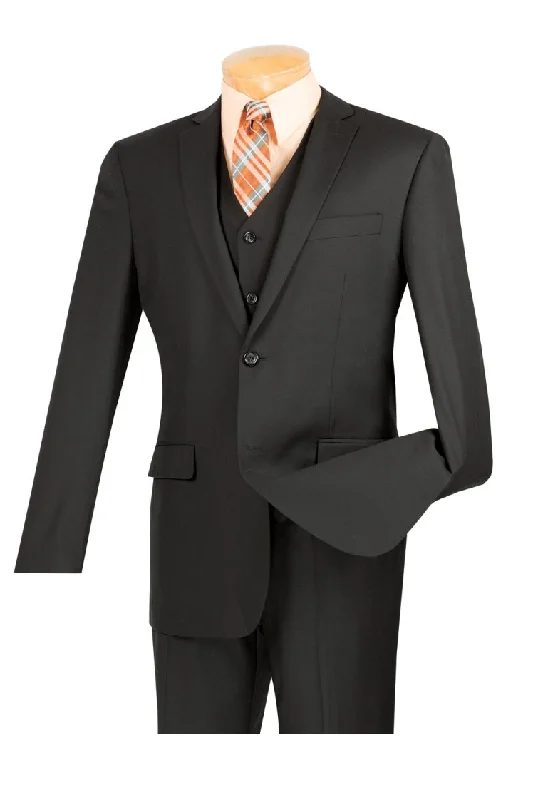 Sophisticated Tailoring Vinci "Carmelo" Black Slim Fit 3-Piece Suit