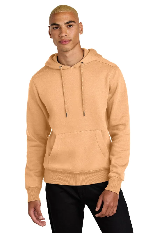 Relaxed Modern District Mens Perfect Weight Fleece Hooded Sweatshirt Hoodie w/ Pouch Pocket - Apricot Orange