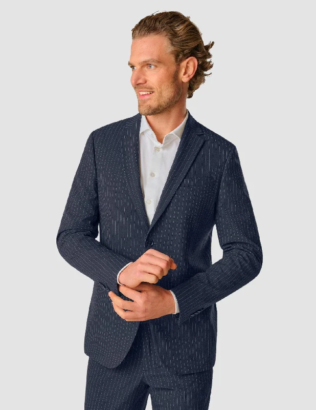 Retro Elegance Essential Blazer Slim Navy Pinstripe